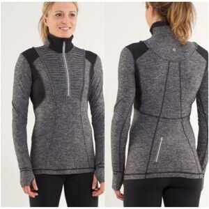 Lululemon Run: Your Heart Out Pullover Heathered Grey and Black Rulu Size 4